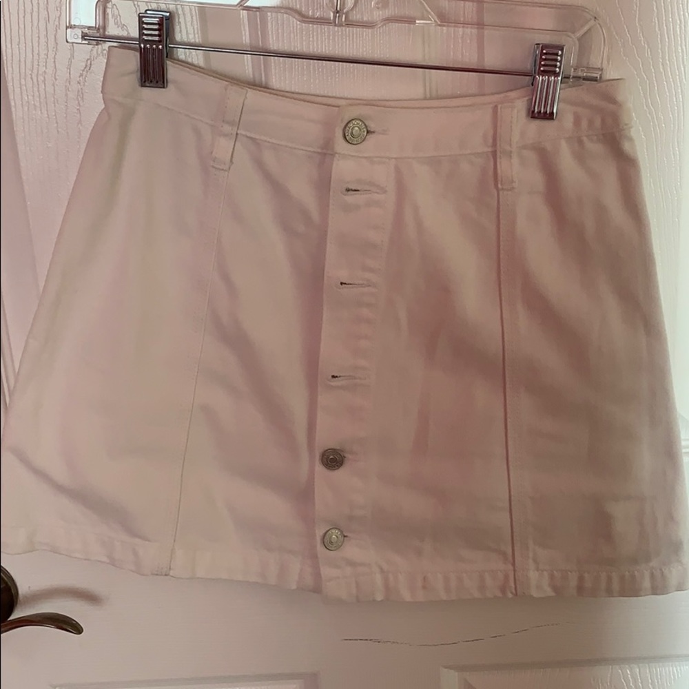 White denim mini skirt